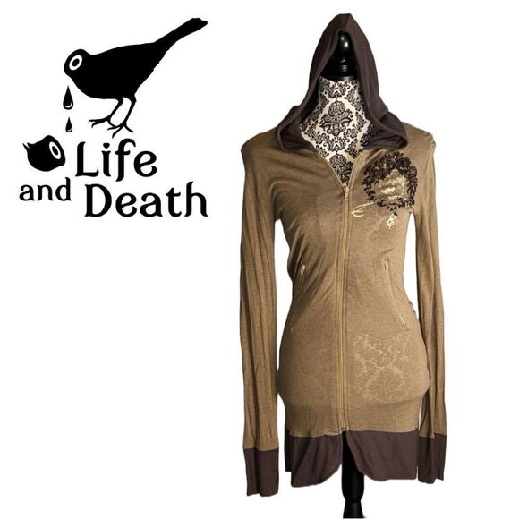 Life and Death Graphic‎ Long Zip Front Hoodie - Size M - Picture 1 of 3